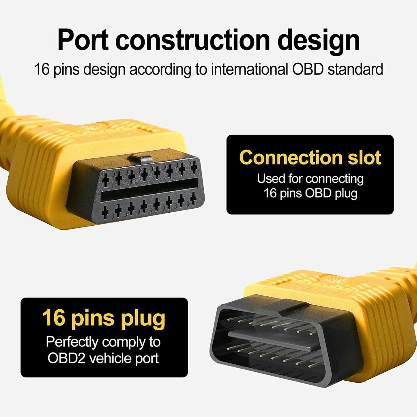 Câble d'extension OBD2 16Pin mâle vers femelle Thinkdiag (15cm)